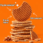 Rip Van Wafels Dutch Caramelo + Vainilla 12 Pack | Waffle crujiente con relleno suave de caramelo y vainilla | 3 g de azúcar y 6 g de fibra por pieza | Sin conservadores ni jarabe de maíz de alta fructosa | Snack de origen europeo