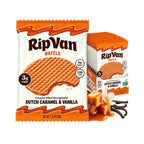Rip Van Wafels Dutch Caramelo + Vainilla 12 Pack | Waffle crujiente con relleno suave de caramelo y vainilla | 3 g de azúcar y 6 g de fibra por pieza | Sin conservadores ni jarabe de maíz de alta fructosa | Snack de origen europeo