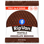 Rip Van Wafels Chocolate Brownie 12 Pack | Waffle crujiente con relleno de chocolate tipo brownie | 3 g de azúcar y 6 g de fibra por pieza | Sin conservadores ni colorantes artificiales | Snack práctico de chocolate