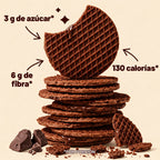 Rip Van Wafels Chocolate Brownie 12 Pack | Waffle crujiente con relleno de chocolate tipo brownie | 3 g de azúcar y 6 g de fibra por pieza | Sin conservadores ni colorantes artificiales | Snack práctico de chocolate