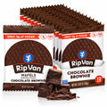 Rip Van Wafels Chocolate Brownie 12 Pack | Waffle crujiente con relleno de chocolate tipo brownie | 3 g de azúcar y 6 g de fibra por pieza | Sin conservadores ni colorantes artificiales | Snack práctico de chocolate