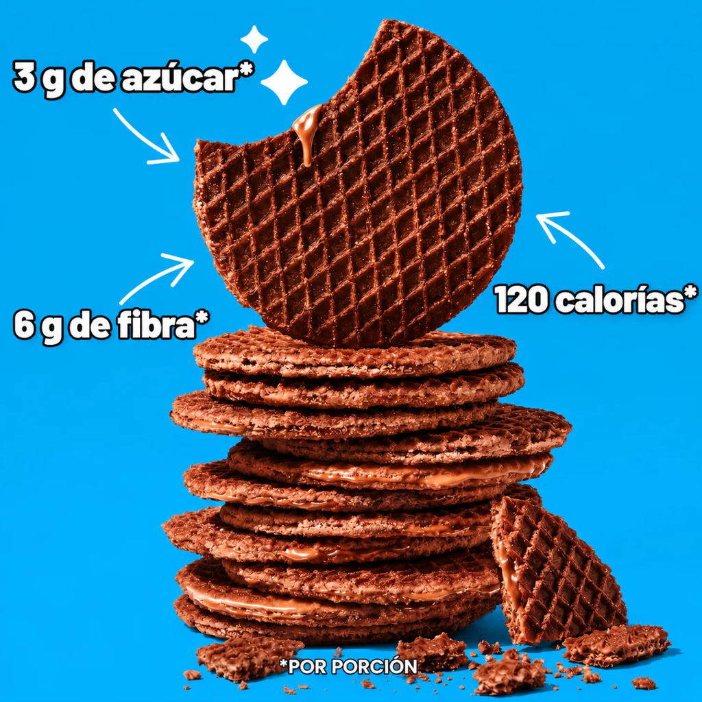 Rip Van Wafels Cookies & Cream 12 Pack | Waffle crujiente con relleno de cacao y vainilla | 3 g de azúcar y 6 g de fibra por pieza | Sin conservadores ni jarabe de maíz de alta fructosa | Snack práctico
