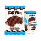 Rip Van Wafels Cookies & Cream 12 Pack | Waffle crujiente con relleno de cacao y vainilla | 3 g de azúcar y 6 g de fibra por pieza | Sin conservadores ni jarabe de maíz de alta fructosa | Snack práctico