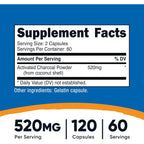 Nutricost Carbón Vegetal Activado 260 mg 120 Cápsulas