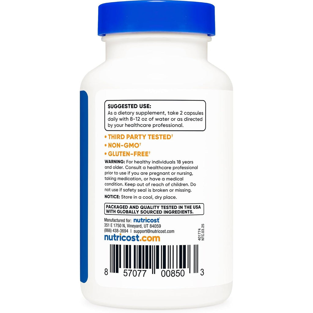 Nutricost Carbón Vegetal Activado 260 mg 120 Cápsulas