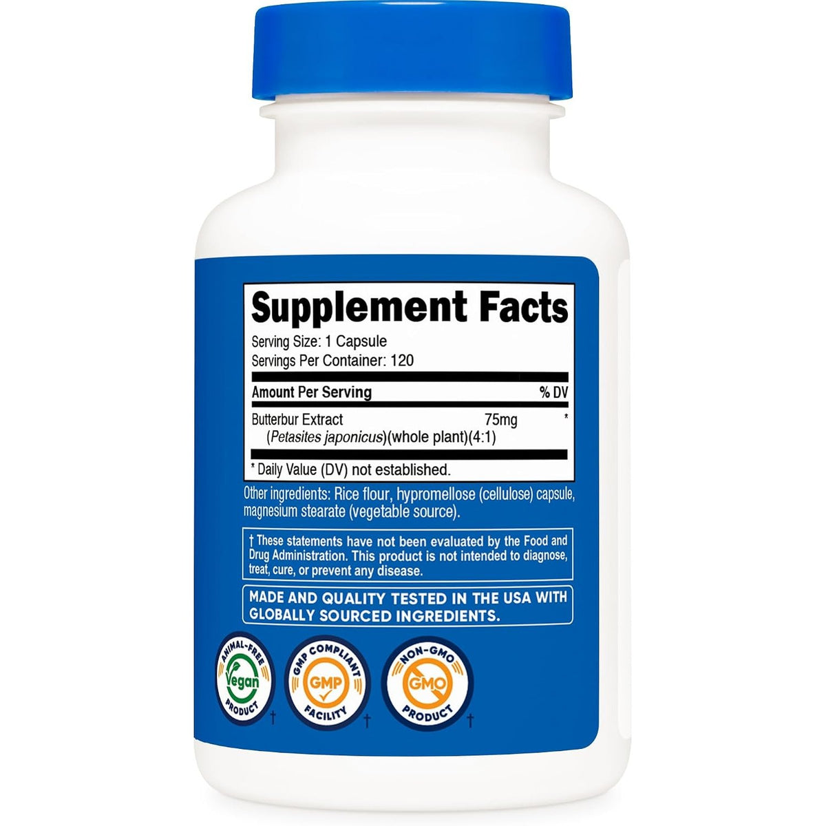 Nutricost Extracto de Butterbur (Petasita) 75 mg 120 Cápsulas Vegetales