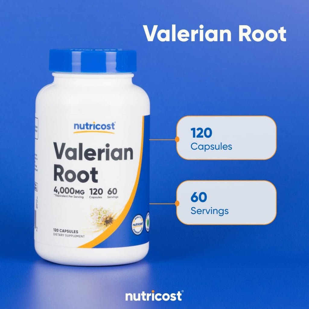Nutricost Extracto de Raíz de Valeriana 1000 mg 120 Cápsulas Vegetales