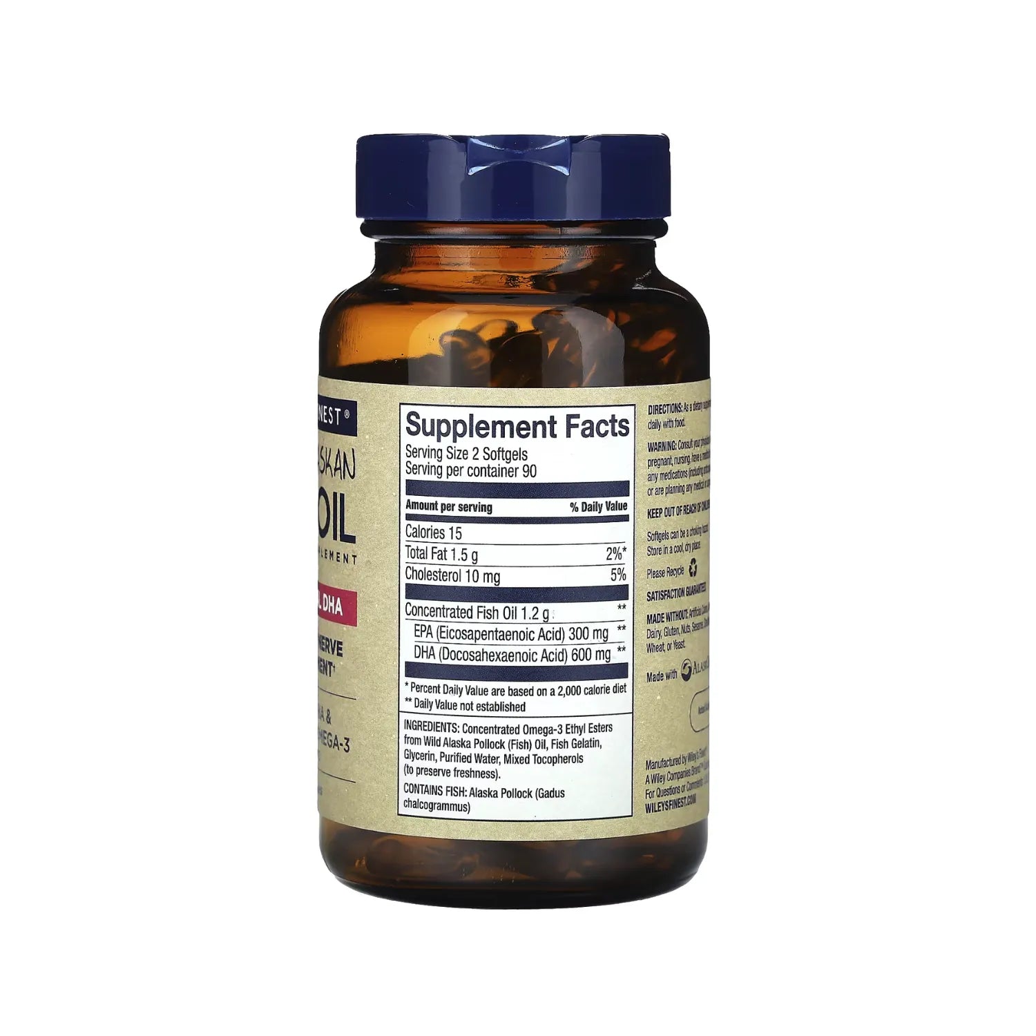 Wiley's Finest, Aceite de Pescado Salvaje de Alaska, DHA Prenatal Con 180 cápsulas blandas