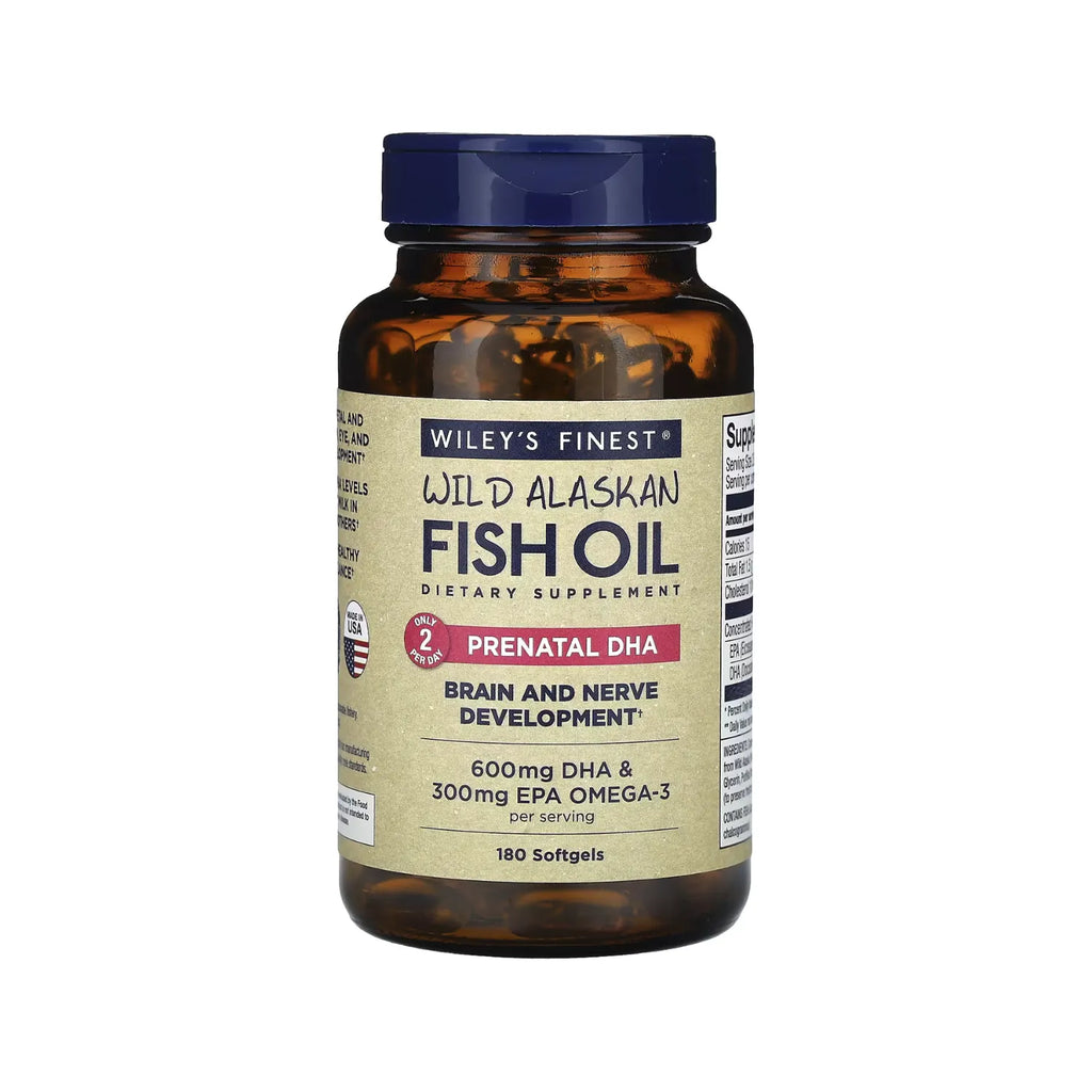 Wiley's Finest, Aceite de Pescado Salvaje de Alaska, DHA Prenatal Con 180 cápsulas blandas