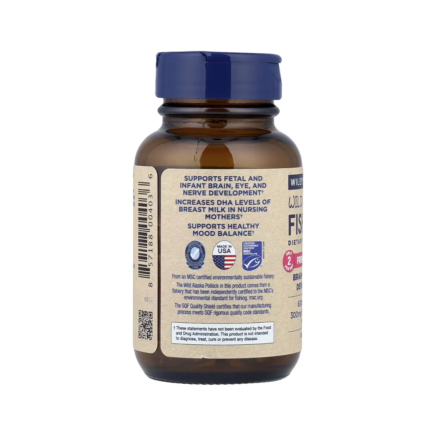 Wiley's Finest, Aceite de pescado de Alaska, Ácido Docosahexaenoico Prenatal 600 mg, 60 Cápsulas De Pescado