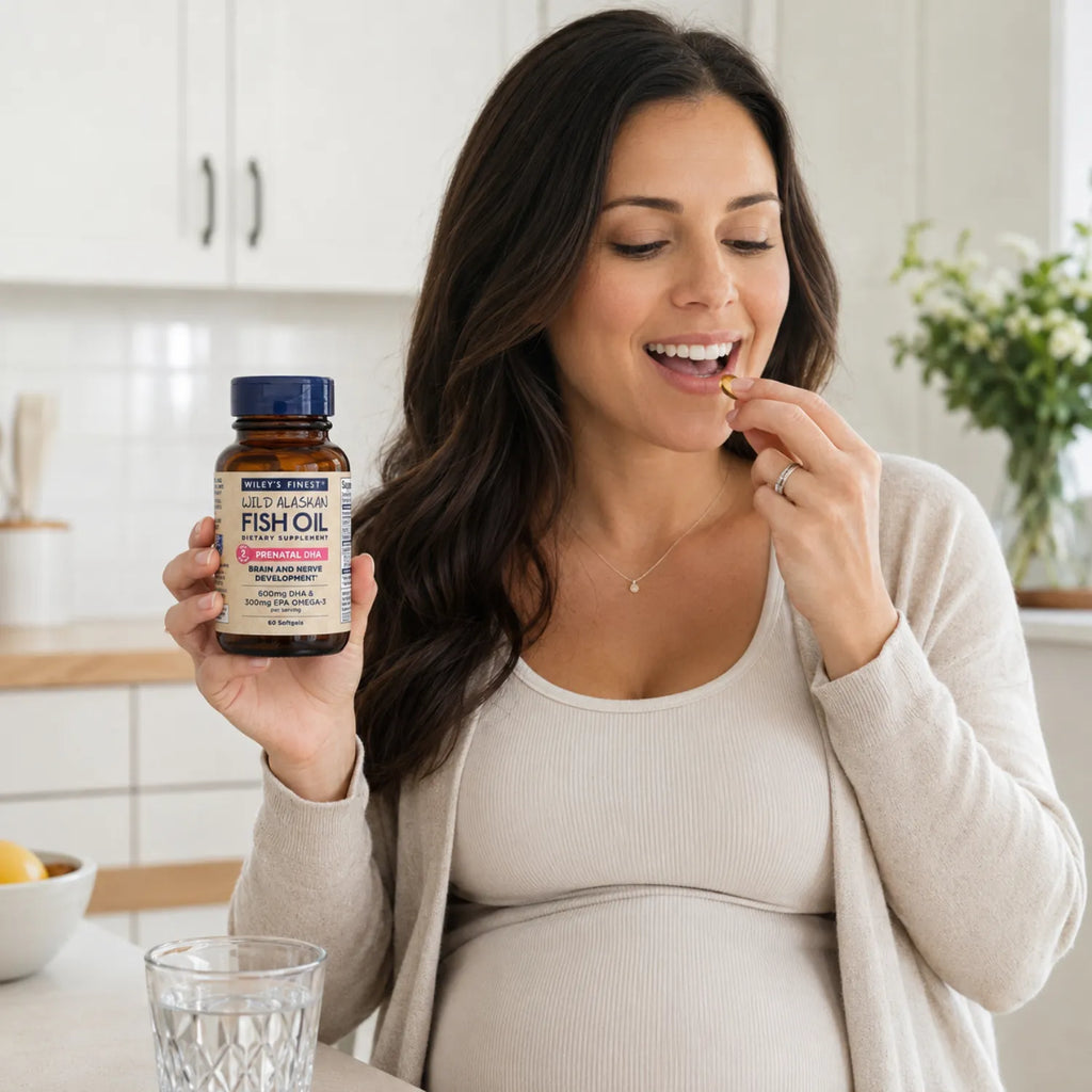 Wiley's Finest, Aceite de pescado de Alaska, Ácido Docosahexaenoico Prenatal 600 mg, 60 Cápsulas De Pescado