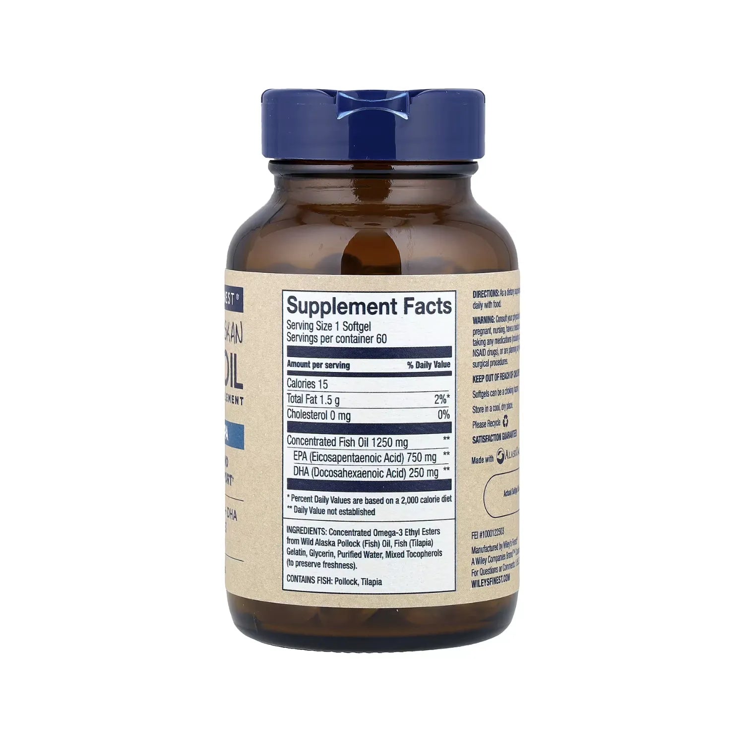 Wileys Finest Wild Alaskan Fish Oil Epa 1250mg 60caps Sfn