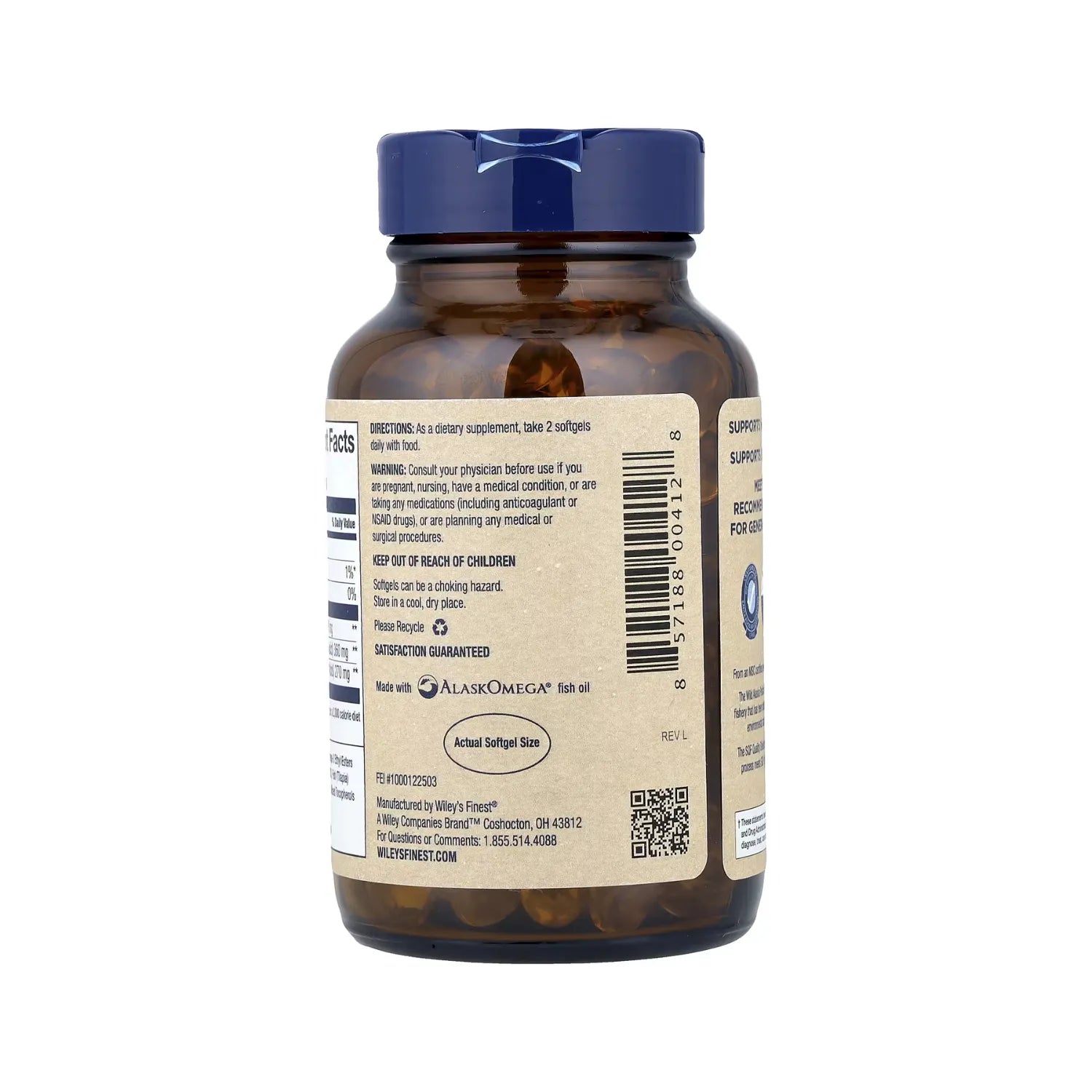 Wiley's Finest, Aceite de Pescado Salvaje de Alaska, Minis de Fácil Ingestión, 180 Cápsulas Blandas 630mg