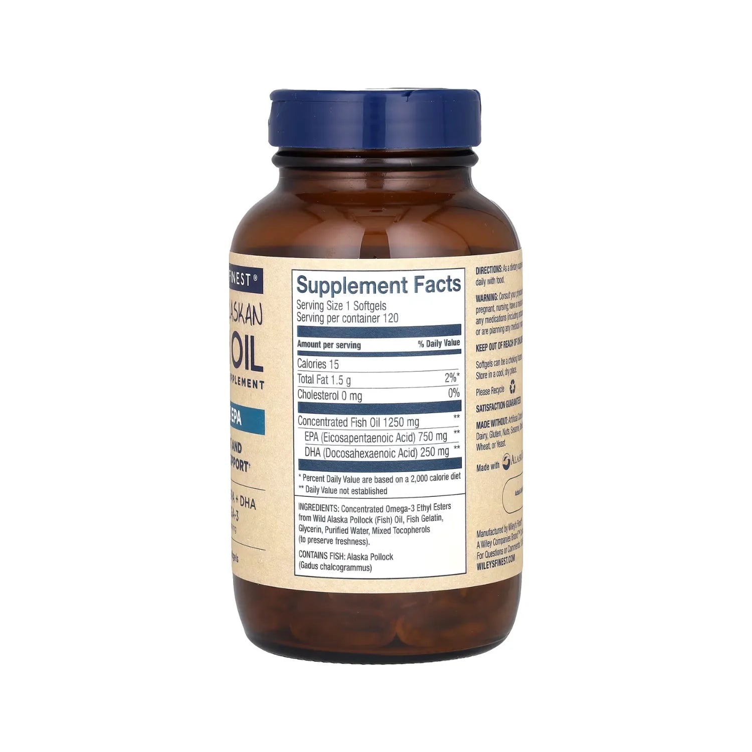 Wileys Finest Wild Alaskan Fish Oil Epa 1250mg 120 Caps Sfn