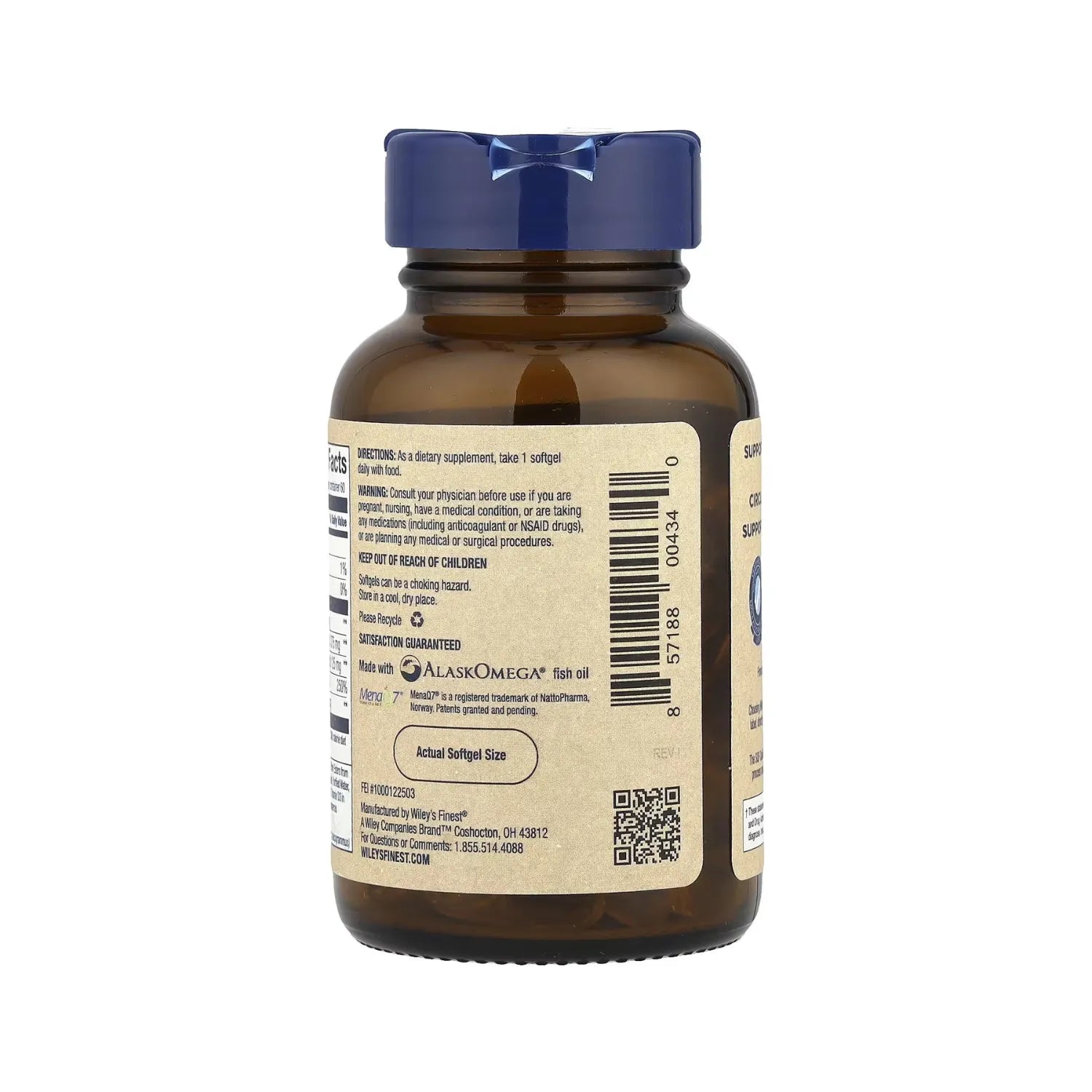 Wiley's Finest, Omega-3 con Vitaminas K2 y D3, 60 Cápsulas Blandas