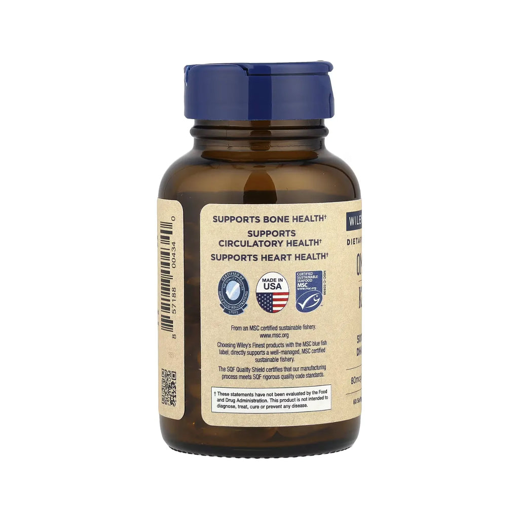 Wiley's Finest, Omega-3 con Vitaminas K2 y D3, 60 Cápsulas Blandas