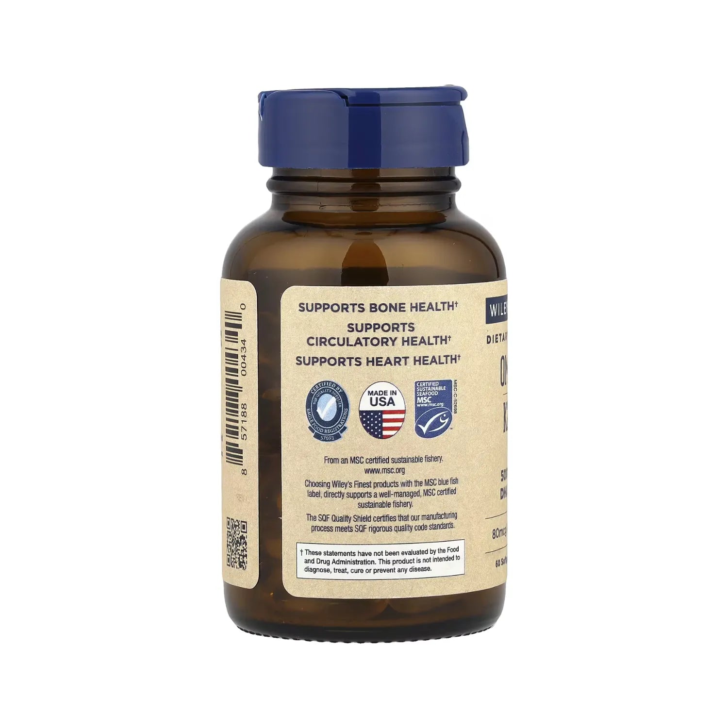 Wiley's Finest, Omega-3 con Vitaminas K2 y D3, 60 Cápsulas Blandas