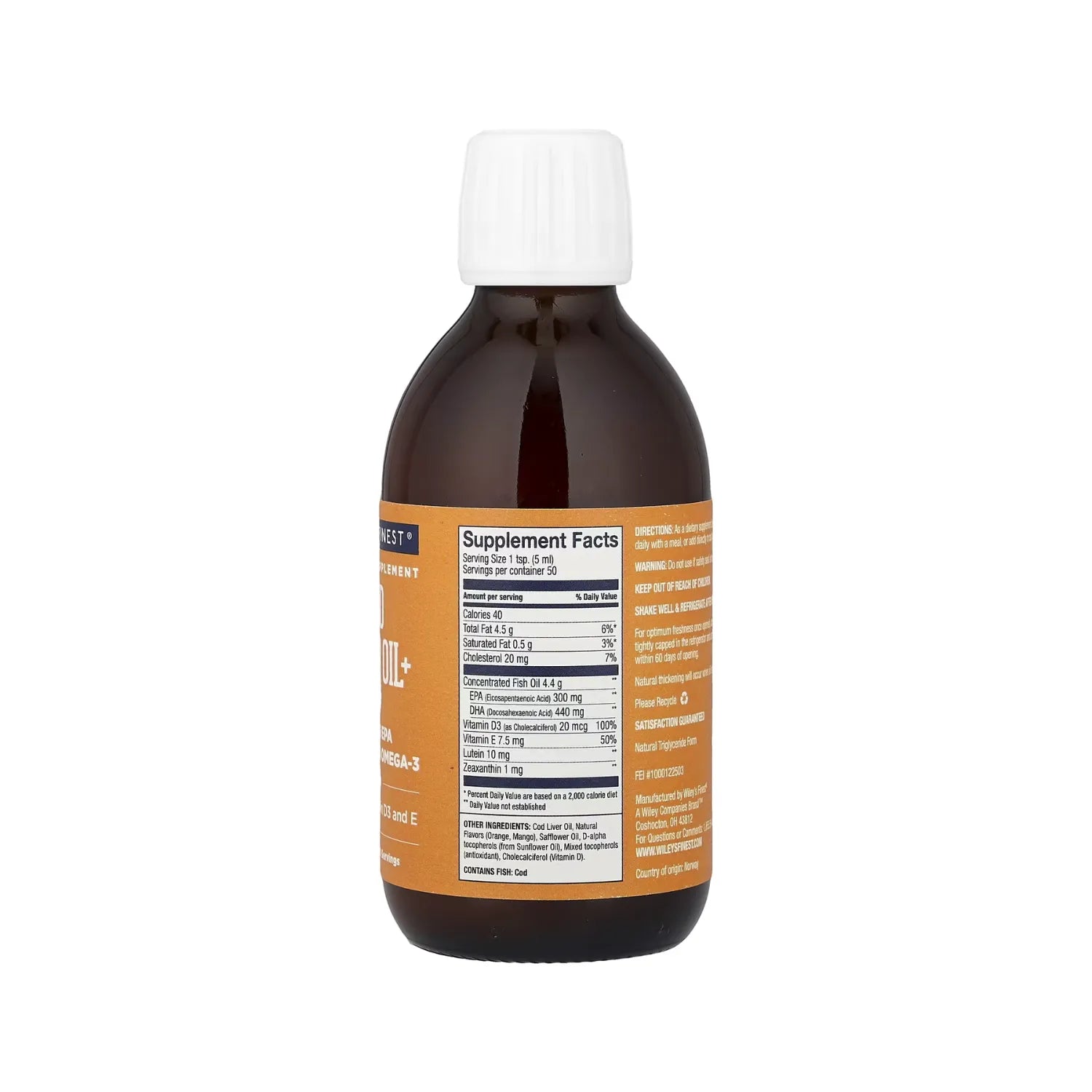 Wiley's Finest Aceite De Hígado De Bacalao Y Más, Refuerza El Funcionamiento Cognitivo Saludable 8.45 Oz