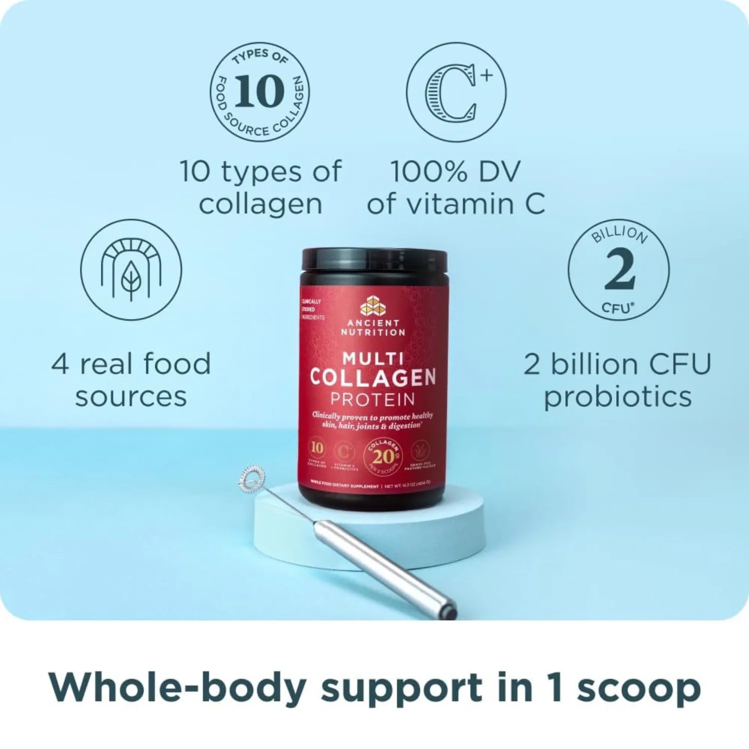 Ancient Nutrition, Proteína con múltiples tipos de colágeno, 454,5 g (1 lb)