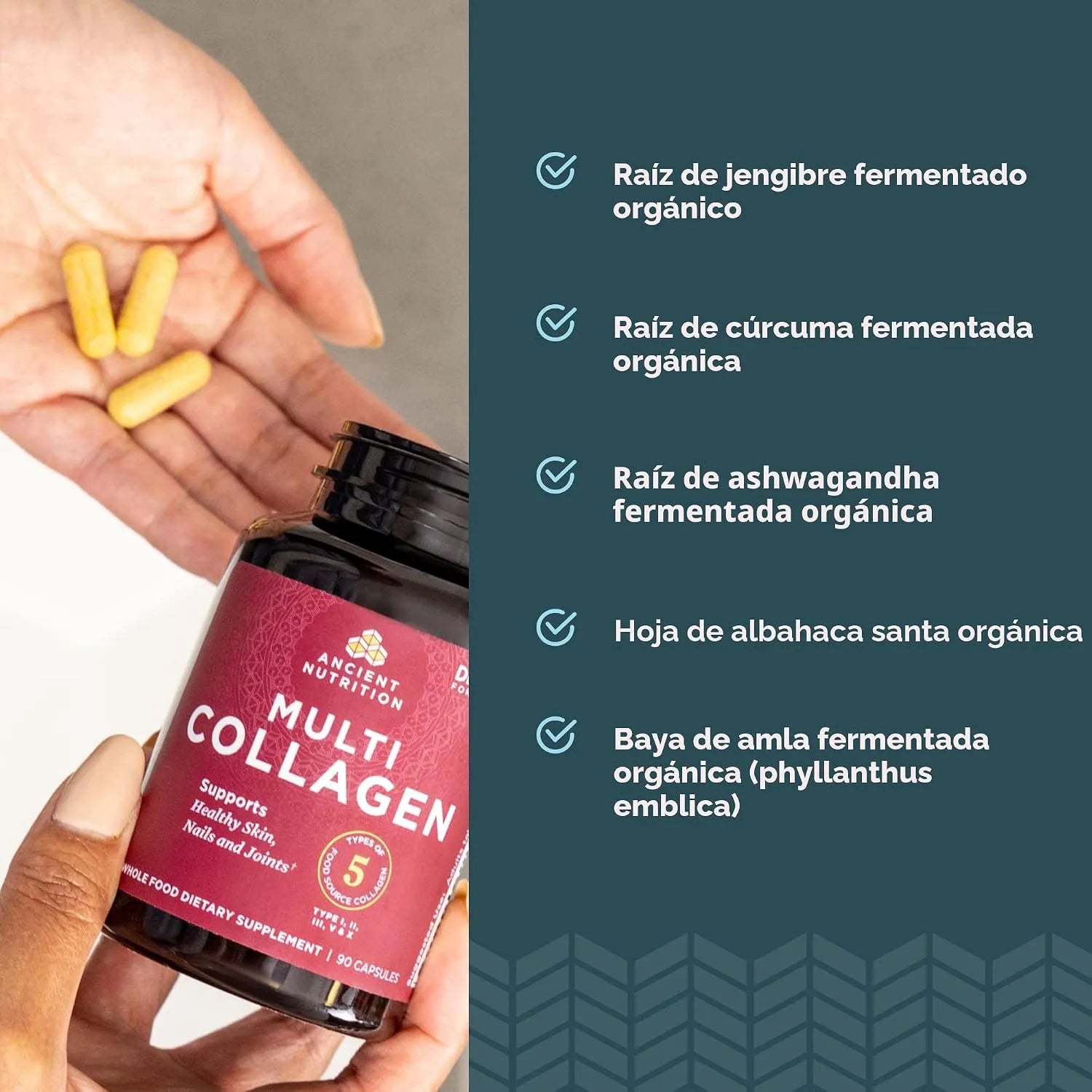 Ancient Nutrition, Colágeno múltiple, 90 cápsulas