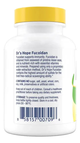Drs Hope Fucoidan Brown Seaweed Extract 85% | 60 Cápsulas | Apoyo Inmunológico y Protección Antioxidante | Suplemento Alimenticio