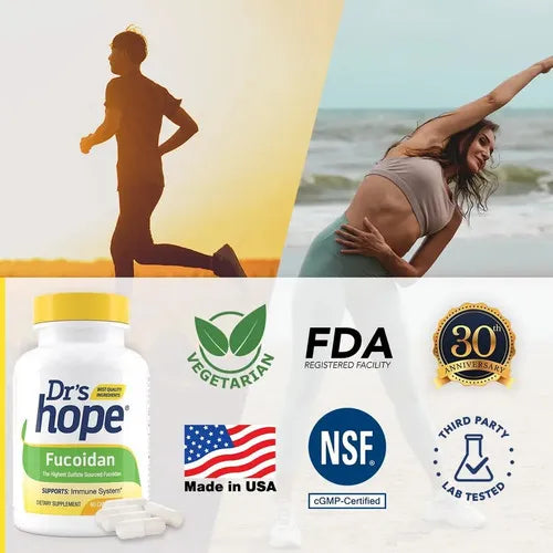 Drs Hope Fucoidan Brown Seaweed Extract 85% | 60 Cápsulas | Apoyo Inmunológico y Protección Antioxidante | Suplemento Alimenticio