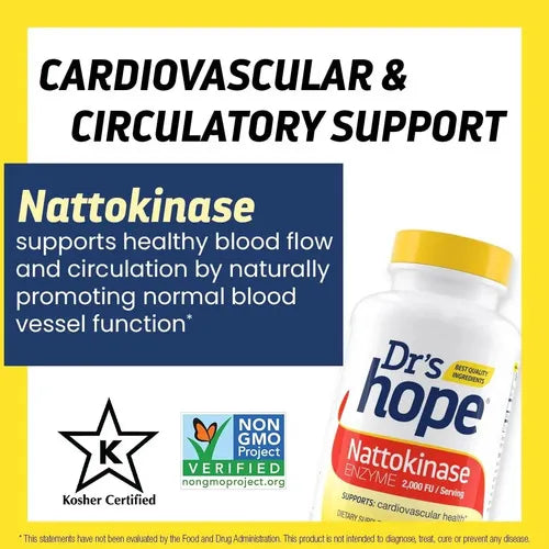 DR'S HOPE | Nattokinase 2,000 FU | 270 Cápsulas Vegetales | Apoyo a la Circulación y Salud Cardiovascular
