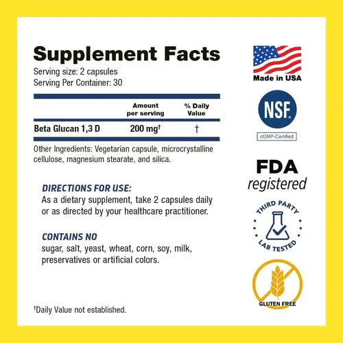 Drs Hope Beta 1,3 D Glucan 100 mg | 60 Cápsulas Vegetales | Apoyo Inmunológico y Defensas Naturales | Suplemento Alimenticio