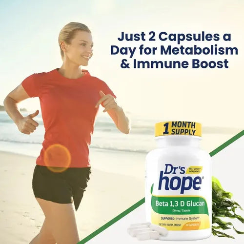Drs Hope Beta 1,3 D Glucan 100 mg | 60 Cápsulas Vegetales | Apoyo Inmunológico y Defensas Naturales | Suplemento Alimenticio