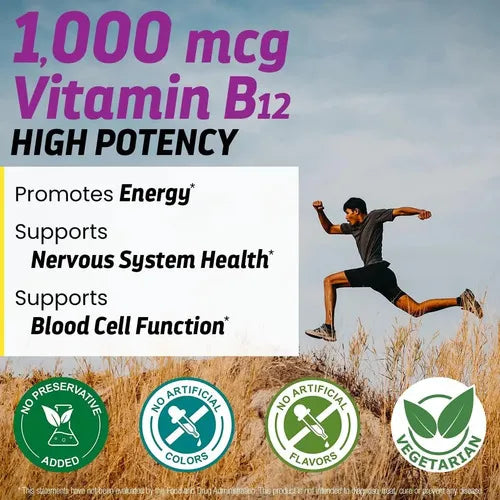 DR'S HOPE | Vitamina B12 con Xilitol 1000 mcg | 90 Tabletas Masticables Sabor Menta | Apoyo al Sistema Nervioso y Energía