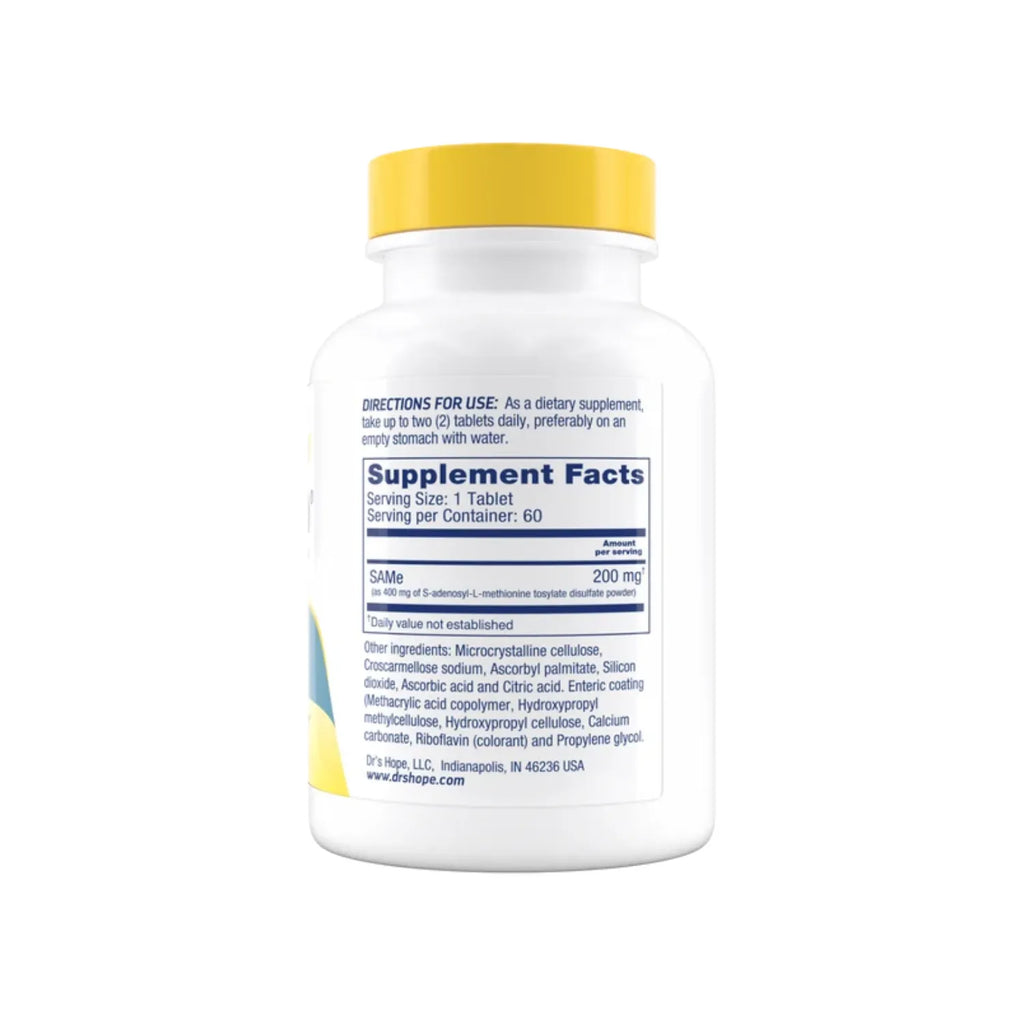 DR'S HOPE | SAMe S-Adenosil-L-Metionina 200 mg | 60 Tabletas | Apoyo al Estado de Ánimo, Articulaciones y Salud Hepática