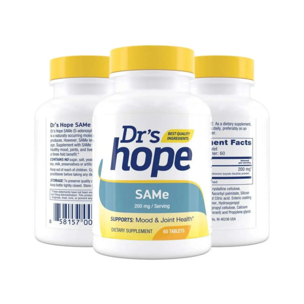 DR'S HOPE | SAMe S-Adenosil-L-Metionina 200 mg | 60 Tabletas | Apoyo al Estado de Ánimo, Articulaciones y Salud Hepática