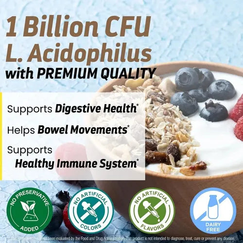 Drs Hope Lactobacillus Acidophilus 1 Billion CFU | 120 Cápsulas Vegetales | Salud Digestiva y Equilibrio Intestinal | Suplemento Alimenticio