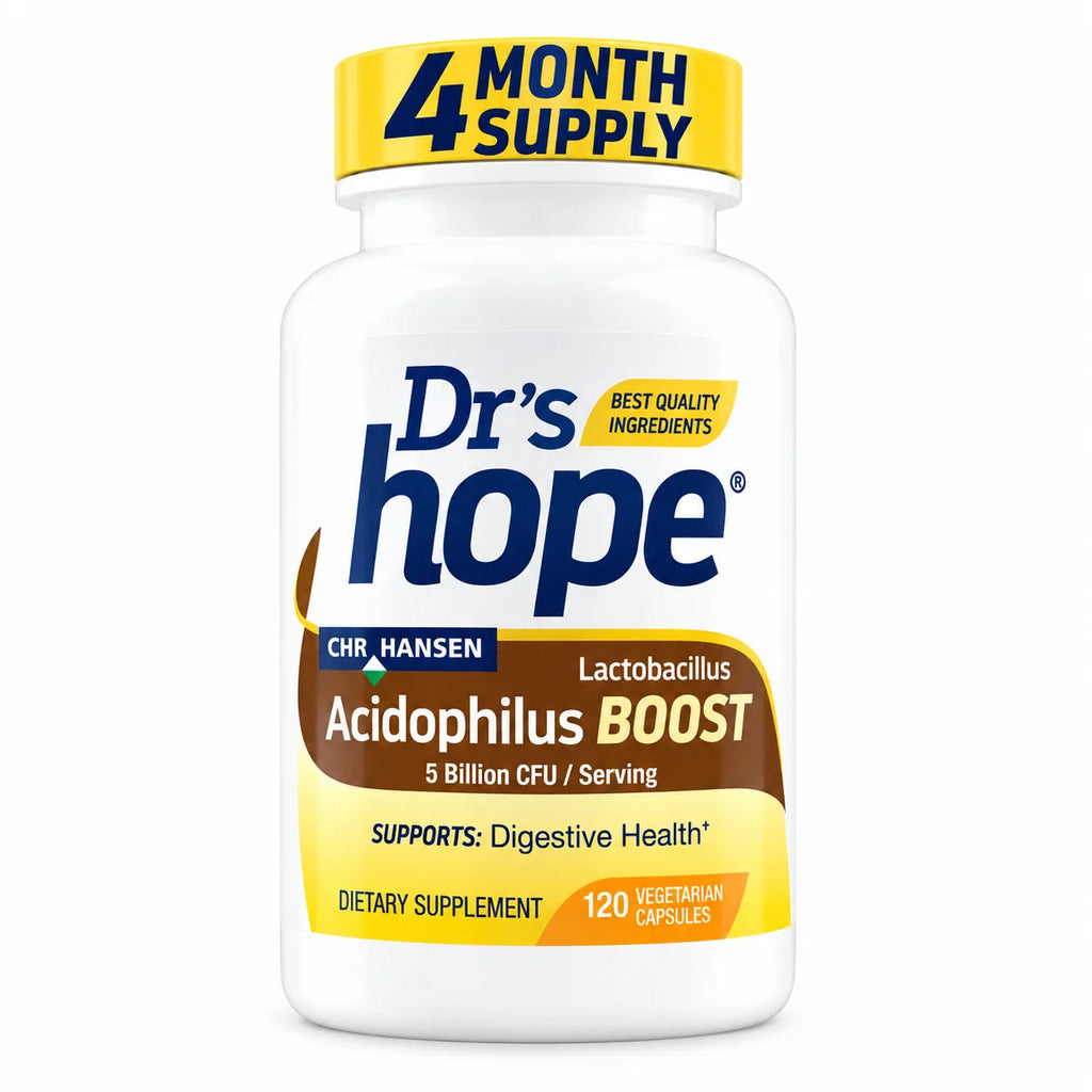 Drs Hope Lactobacillus Acidophilus BOOST 5 Billion CFU | 120 Cápsulas Vegetales | Salud Digestiva y Equilibrio Intestinal | Suplemento Alimenticio