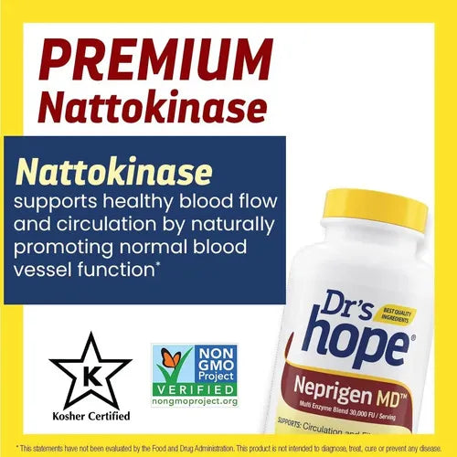 DR'S HOPE | Neprigen MD 30,000 FU | 150 Cápsulas Vegetales | Complejo Enzimático para el Bienestar Circulatorio y Cardiovascular