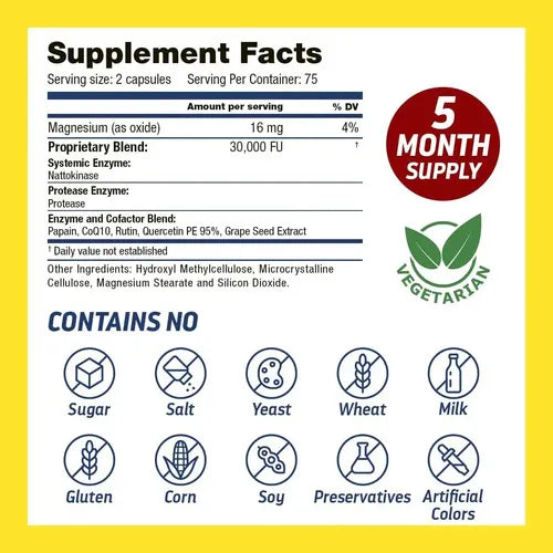 DR'S HOPE | Neprigen MD 30,000 FU | 150 Cápsulas Vegetales | Complejo Enzimático para el Bienestar Circulatorio y Cardiovascular