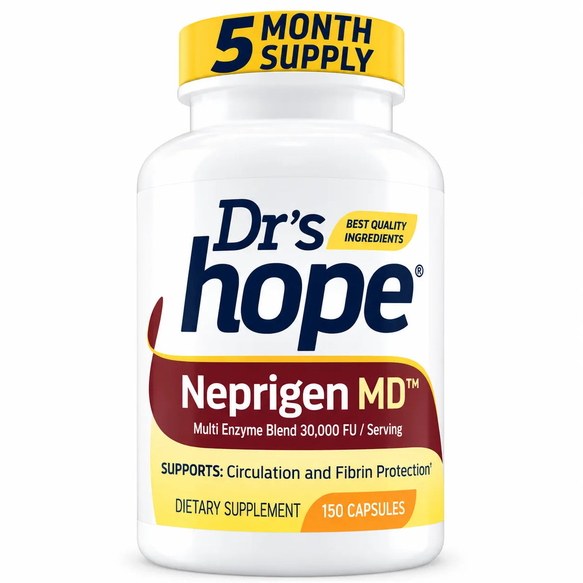 DR'S HOPE | Neprigen MD 30,000 FU | 150 Cápsulas Vegetales | Complejo Enzimático para el Bienestar Circulatorio y Cardiovascular