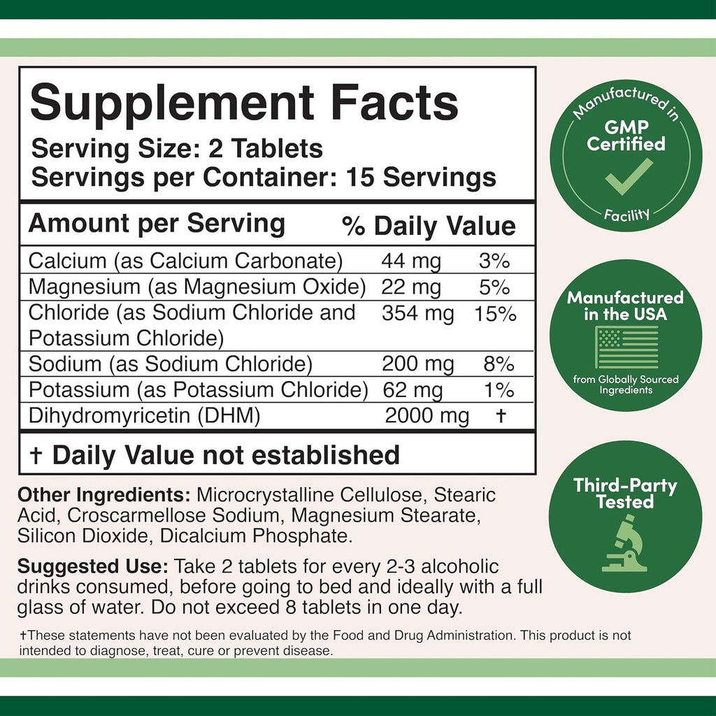 Double Wood DHM1000 Dihidromiricetina 1000 mg 30 Tabletas