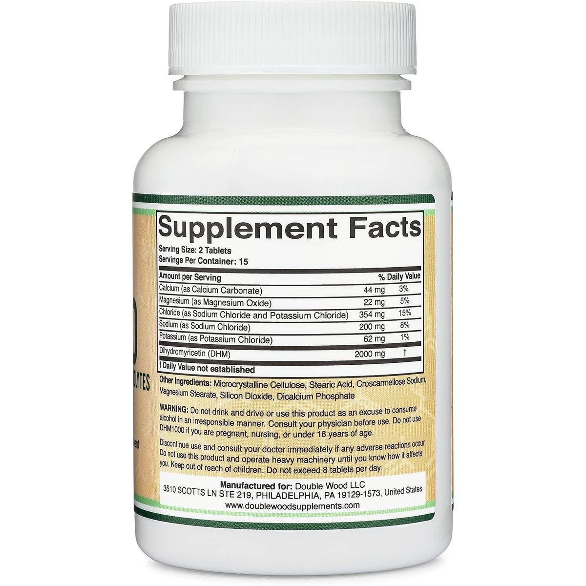 Double Wood DHM1000 Dihidromiricetina 1000 mg 30 Tabletas