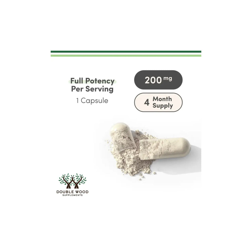 Double Wood Supplements L-Teanina 200 Promueve La Relajación Y El Sueño De Calidad, Sin Soja, Sin Gluten, Sin Omg 120 Cápsulas