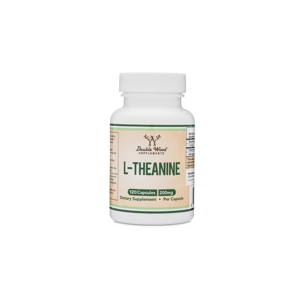 Double Wood Supplements L-Teanina 200 Promueve La Relajación Y El Sueño De Calidad, Sin Soja, Sin Gluten, Sin Omg 120 Cápsulas