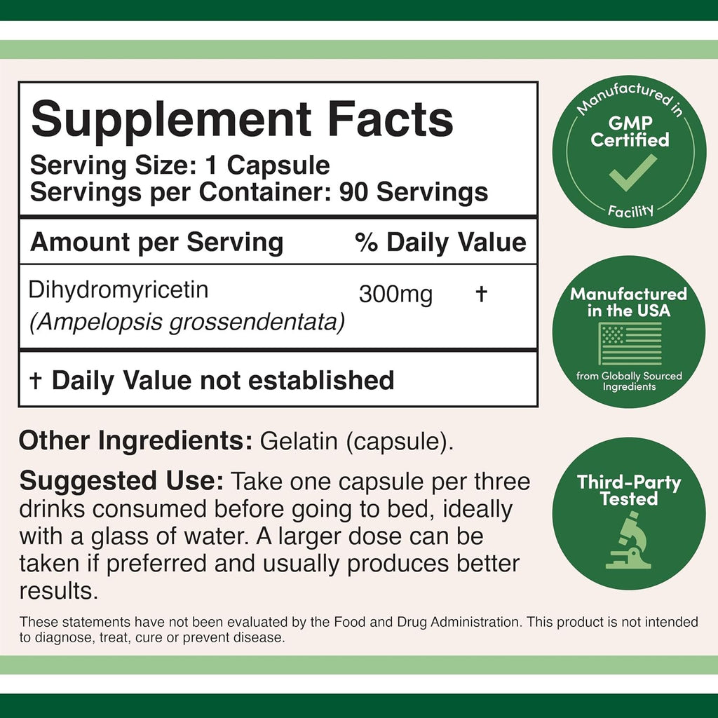 Double Wood Dihidromiricetina (DHM) 300 mg 90 Cápsulas