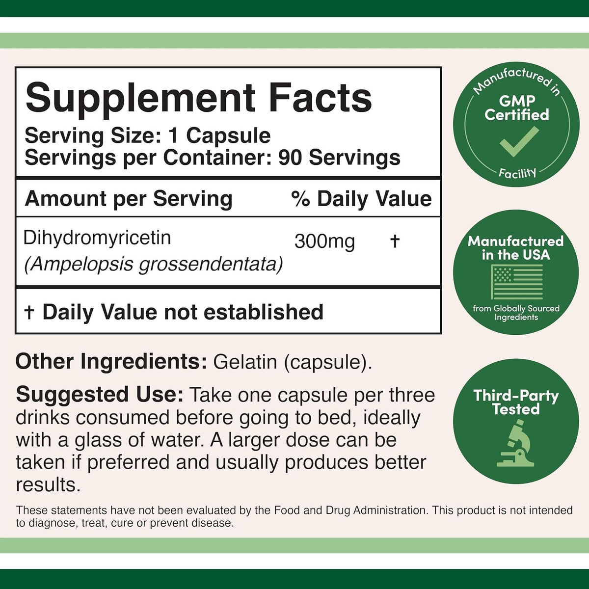 Double Wood Dihidromiricetina (DHM) 300 mg 90 Cápsulas