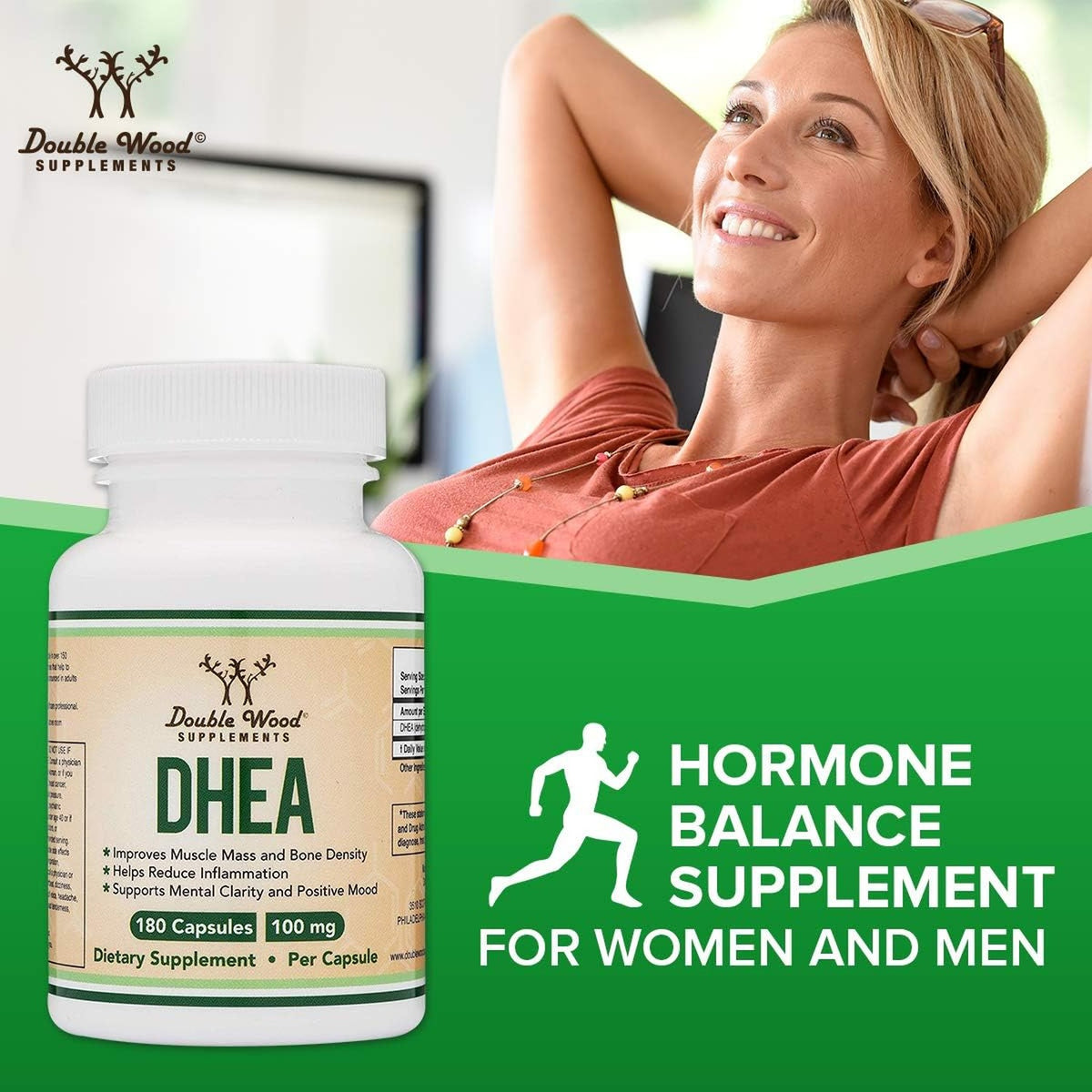 Double Wood Suplemento DHEA 100 mg 180 Cápsulas