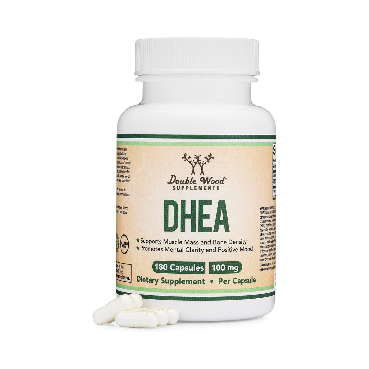 Double Wood Suplemento DHEA 100 mg 180 Cápsulas