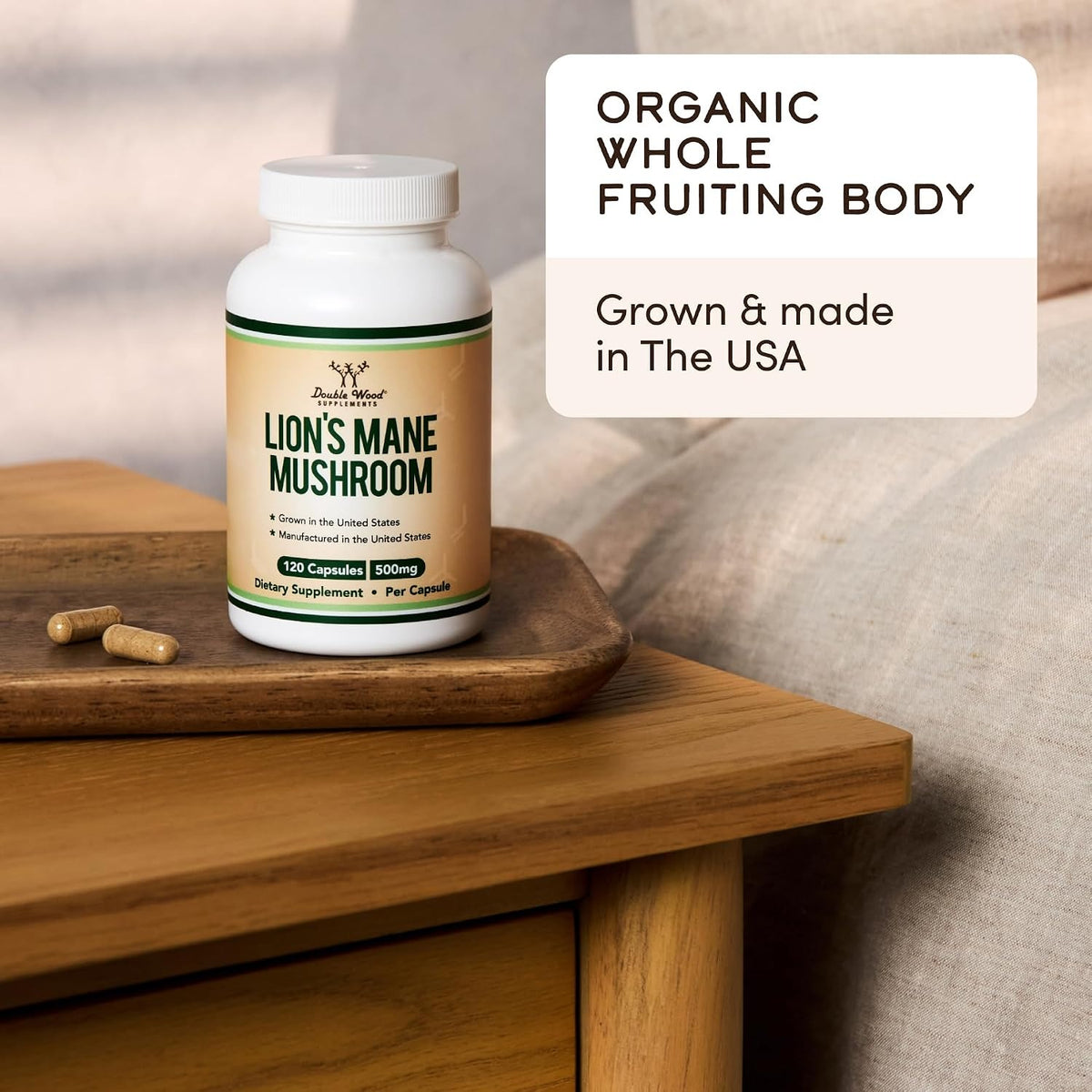 Double Wood Melena de León Orgánica 500 mg 120 Cápsulas Vegetales