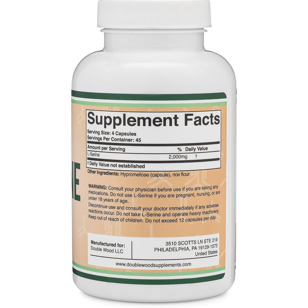 Double Wood L-Serina 500 mg 180 Cápsulas Vegetales
