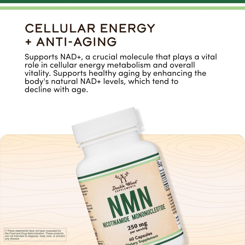 Double Wood NMN Nicotinamida Mononucleótido 250 mg 60 Cápsulas