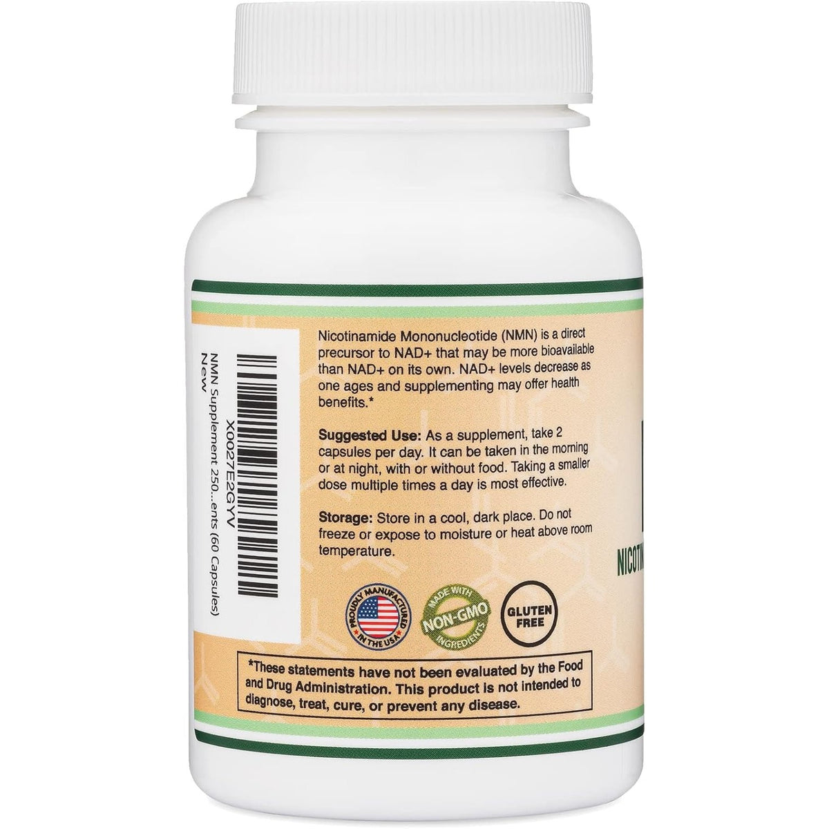 Double Wood NMN Nicotinamida Mononucleótido 250 mg 60 Cápsulas