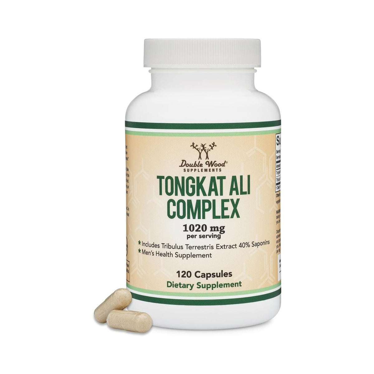 Double Wood Tongkat Ali 200:1 con Tribulus 1020 mg 120 Cápsulas Vegetales